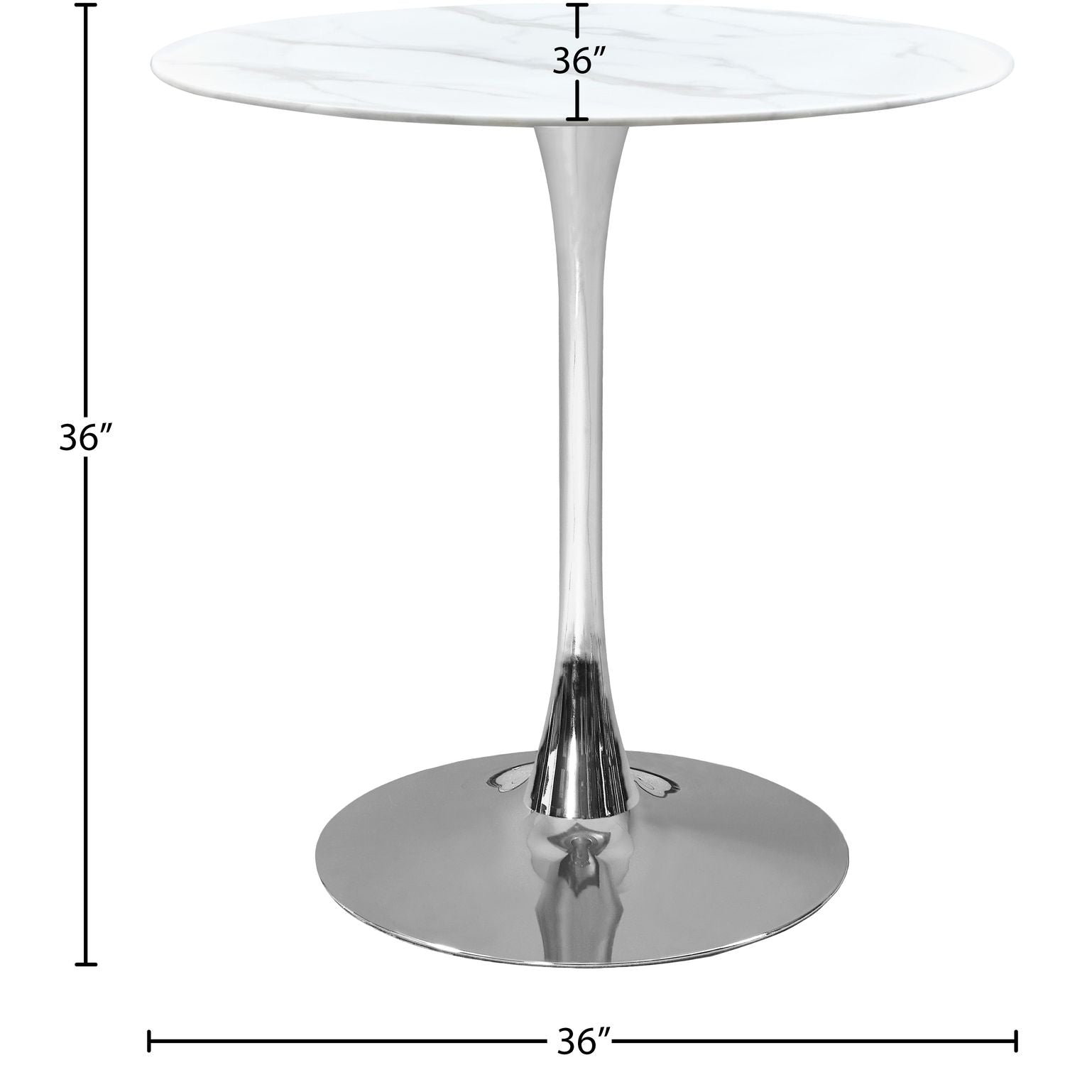 Holly Marble Veneer Top And Iron Base Counter Height Table — Chrome