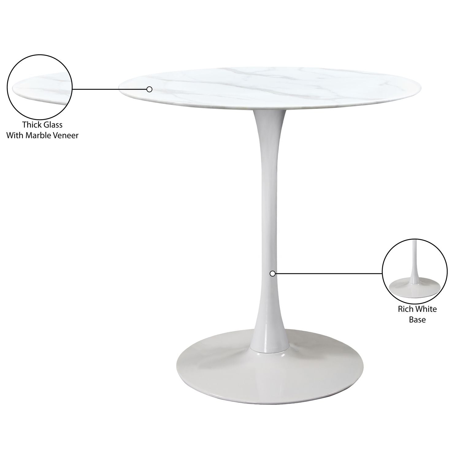 Holly Marble Veneer Top And Iron Base Counter Height Table — White