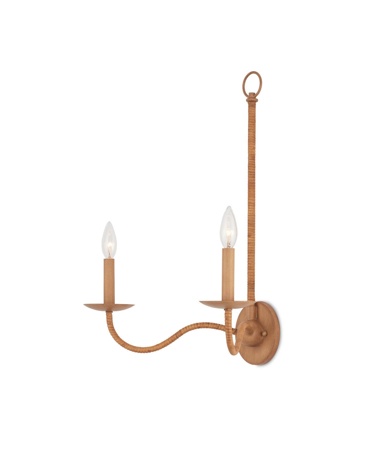 Saxon Double-Light Tan Wall Sconce