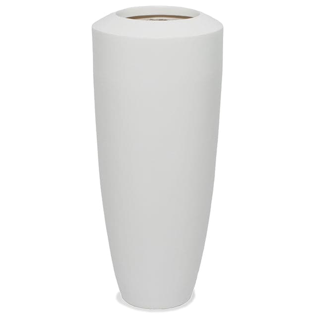 Fiberglass Small Barrel Planter-Gold Leaf Design Group-GOLDL-9505-WT-PlantersSmall-White-Satin-1-France and Son
