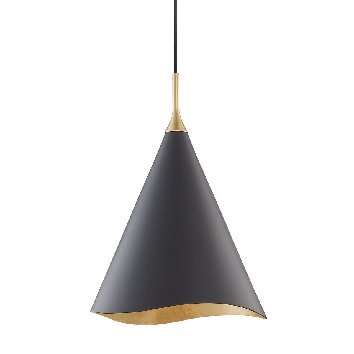 Martini Gold Leaf Pendant Small-Hudson Valley-HVL-9613-GL/BLK-PendantsBlack Combo-1-France and Son