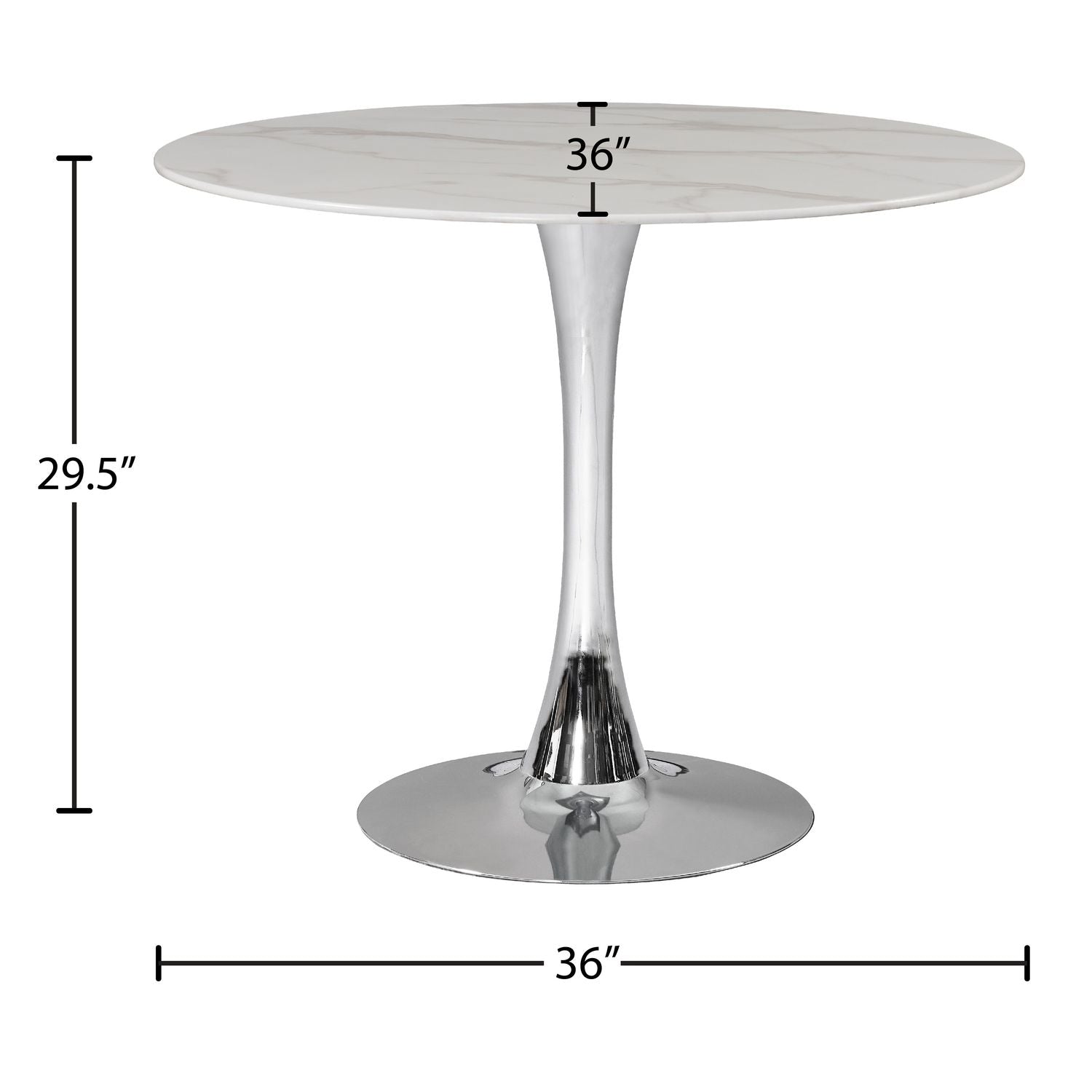 Holly Marble Veneer Top And Metal Base Dining Table — Chrome