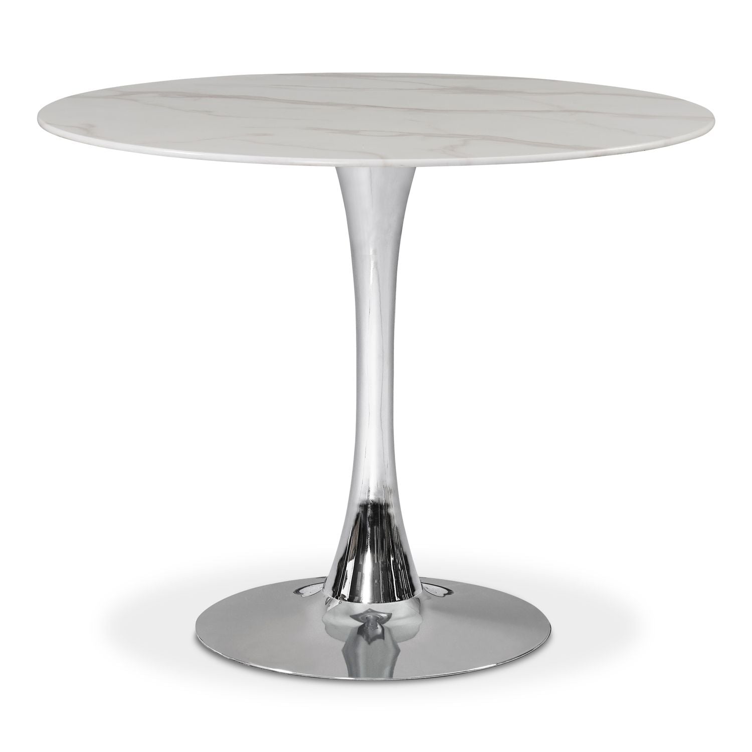 Holly Marble Veneer Top And Metal Base Dining Table — Chrome