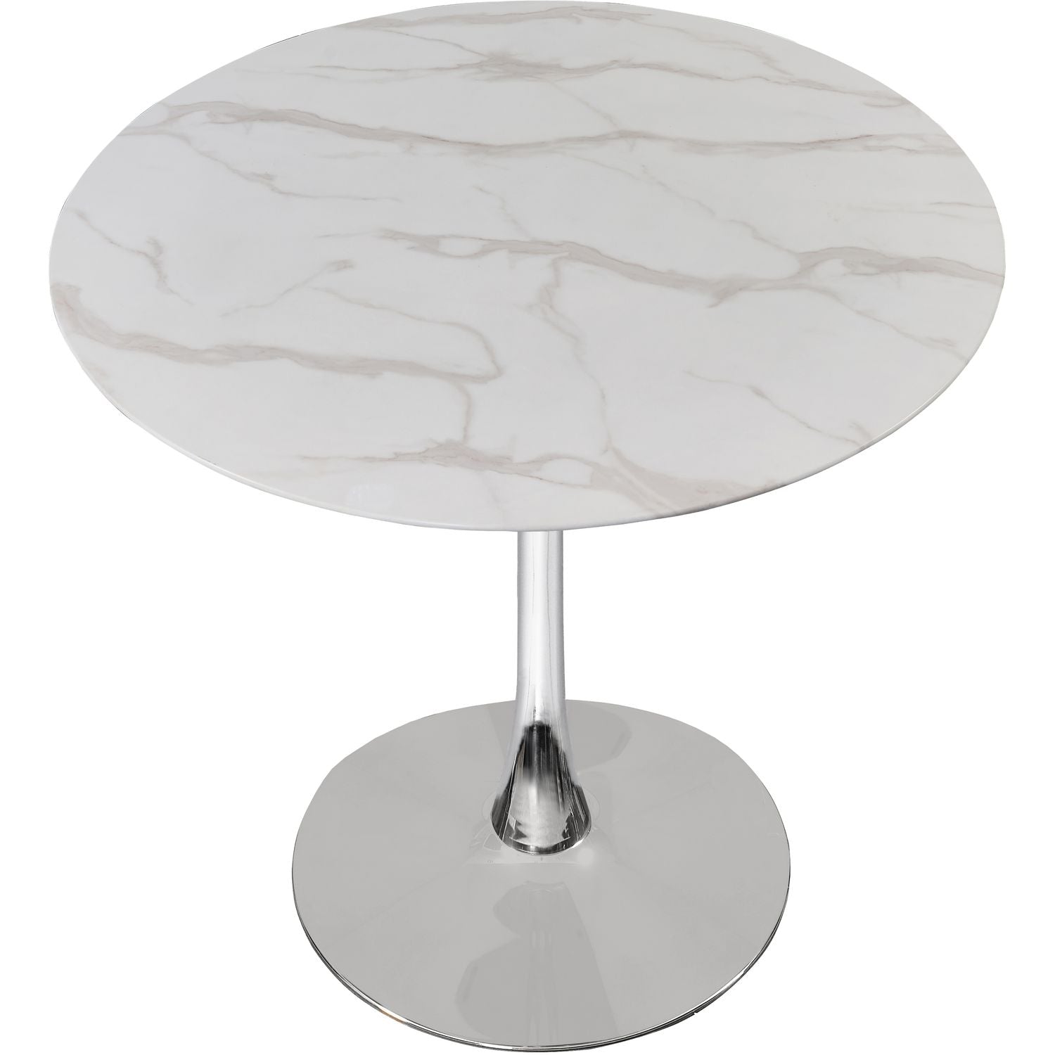 Holly Marble Veneer Top And Metal Base Dining Table — Chrome