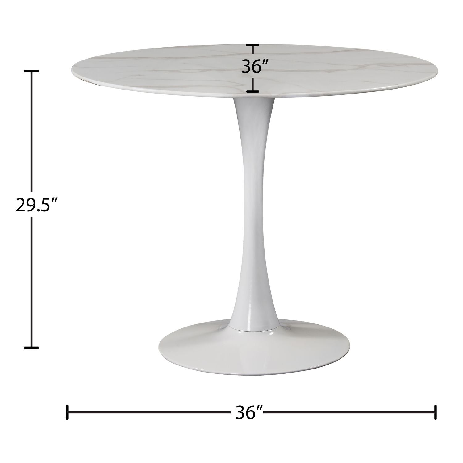 Holly Marble Veneer Top And Metal Base Dining Table — White