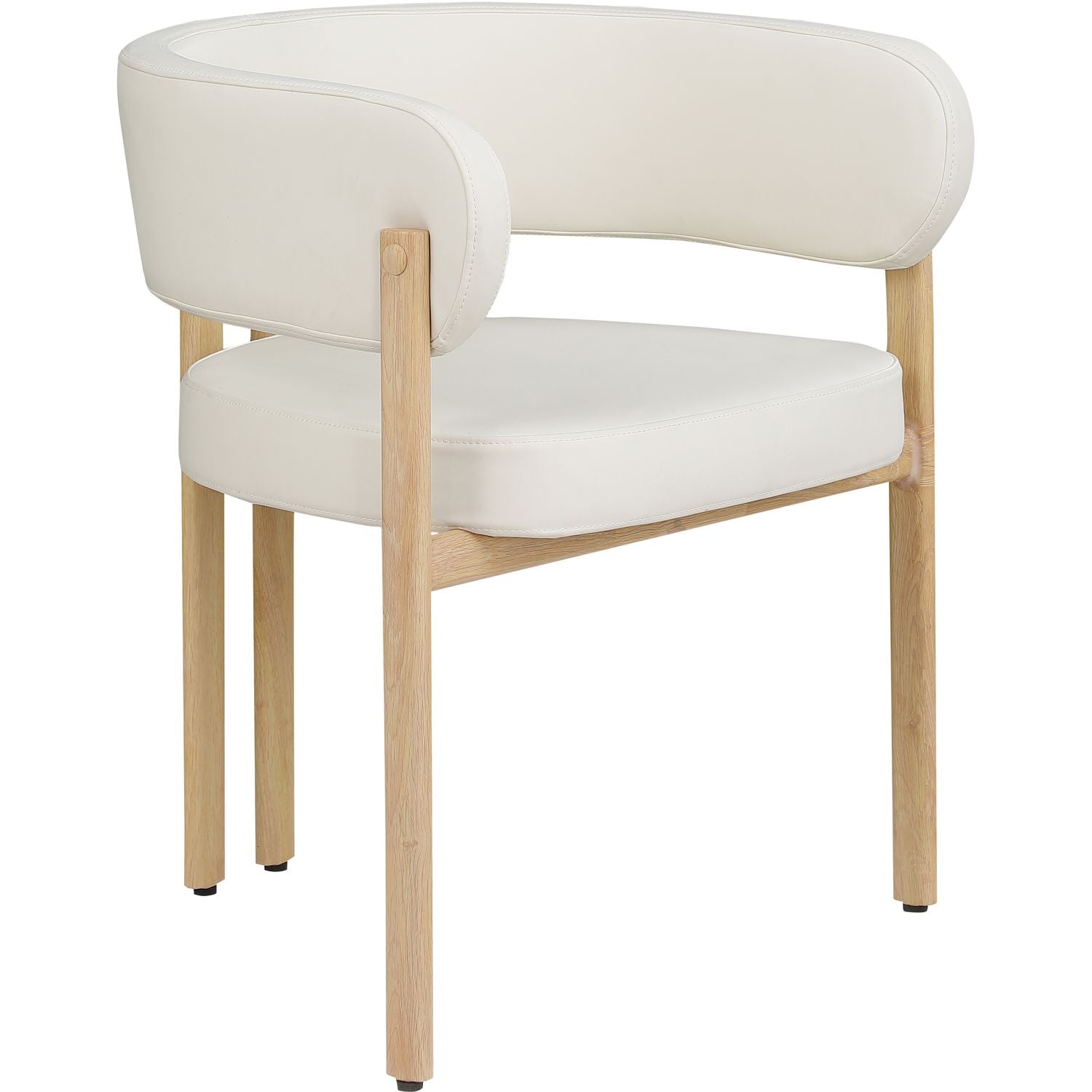 Gideon Vegan Leather Upholstered Dining Chair — Cream / Natural
