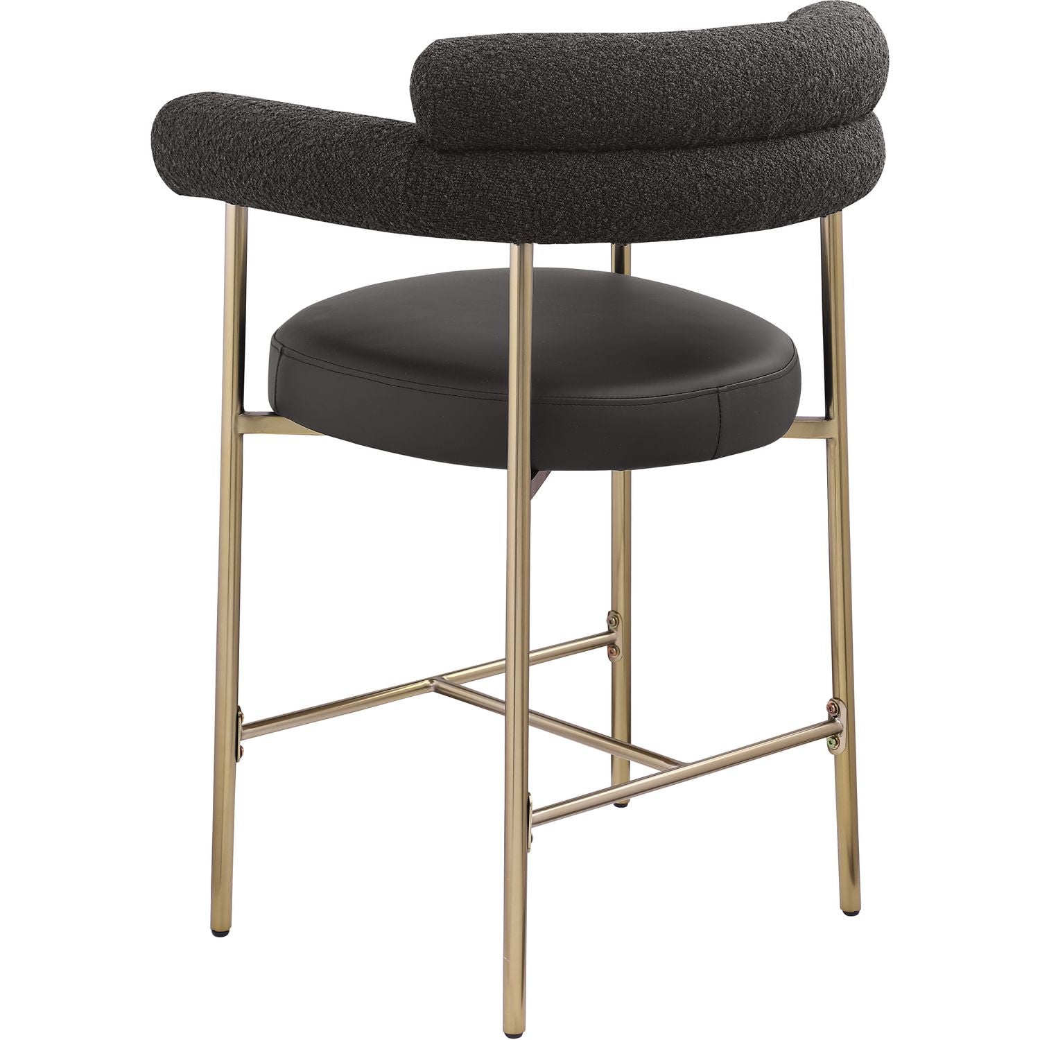 Blake Black Vegan Leather And Boucle Fabric Upholstered Counter Stool