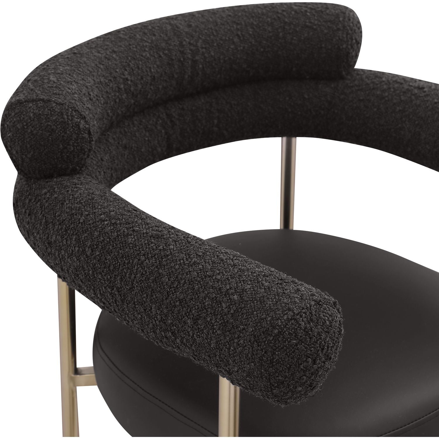 Blake Black Vegan Leather And Boucle Fabric Upholstered Counter Stool