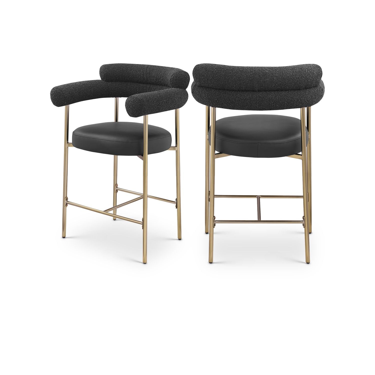 Blake Black Vegan Leather And Boucle Fabric Upholstered Counter Stool