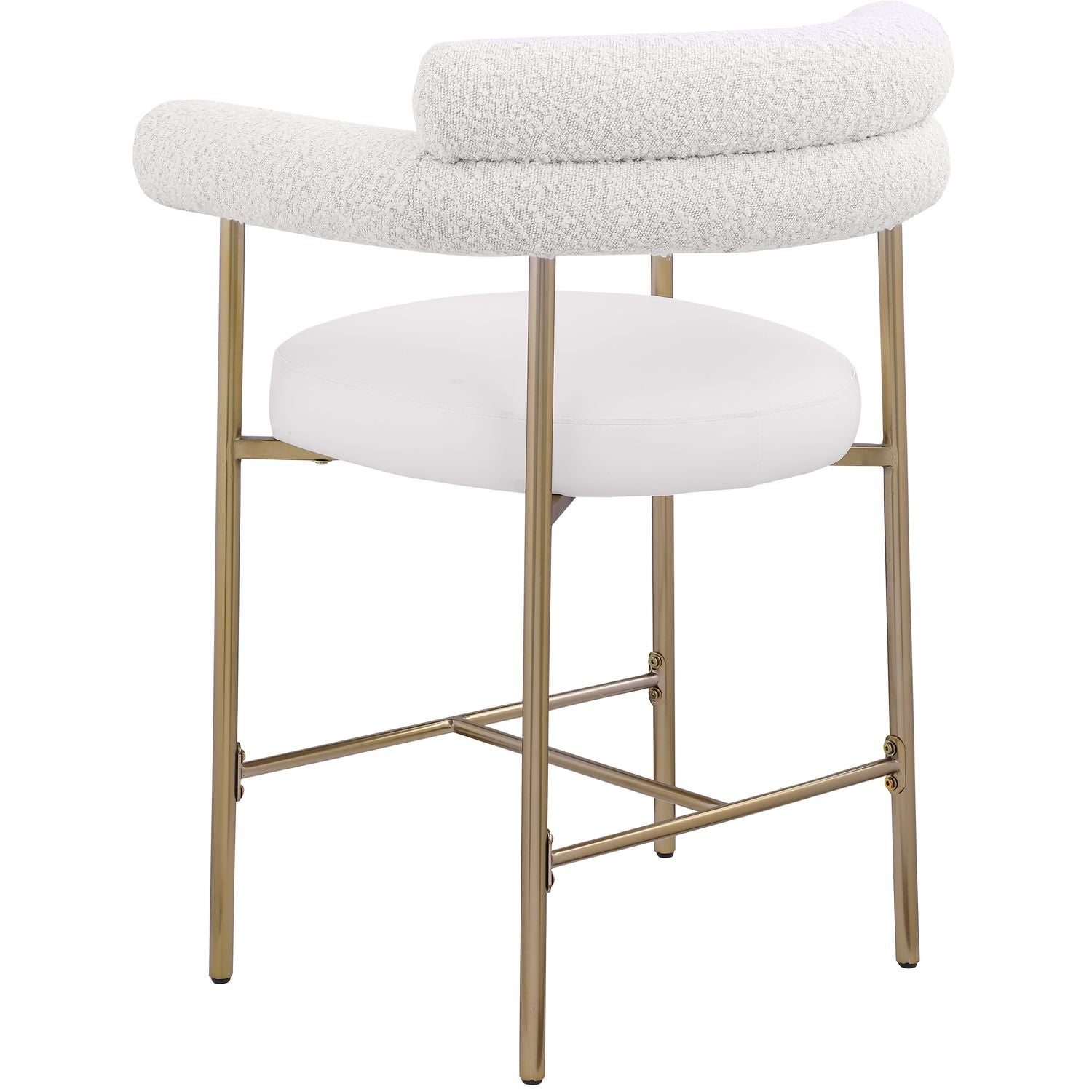Blake Cream Vegan Leather And Boucle Fabric Upholstered Counter Stool