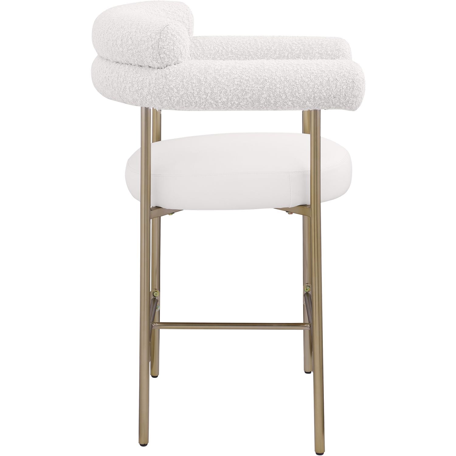 Blake Cream Vegan Leather And Boucle Fabric Upholstered Counter Stool