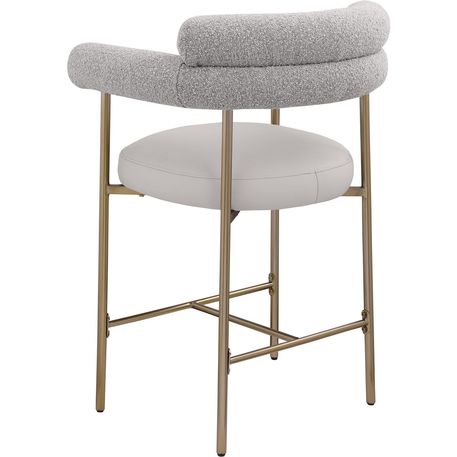 Blake Taupe Vegan Leather And Boucle Fabric Upholstered Counter Stool
