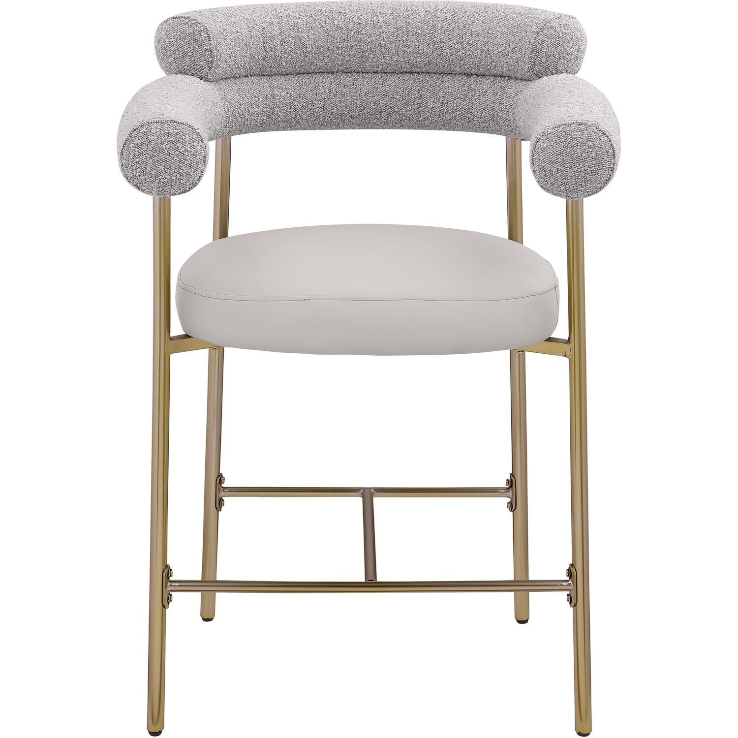 Blake Taupe Vegan Leather And Boucle Fabric Upholstered Counter Stool