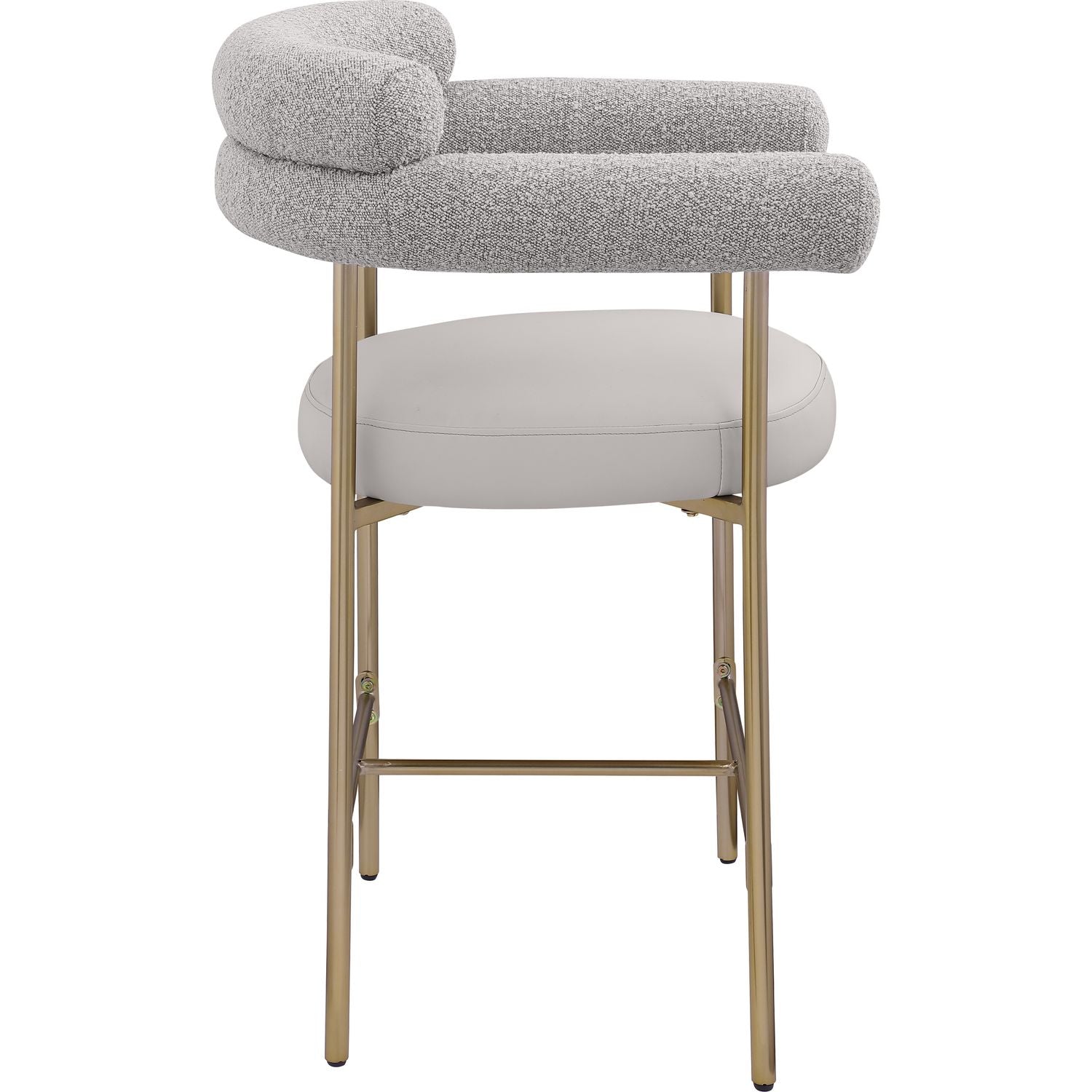 Blake Taupe Vegan Leather And Boucle Fabric Upholstered Counter Stool