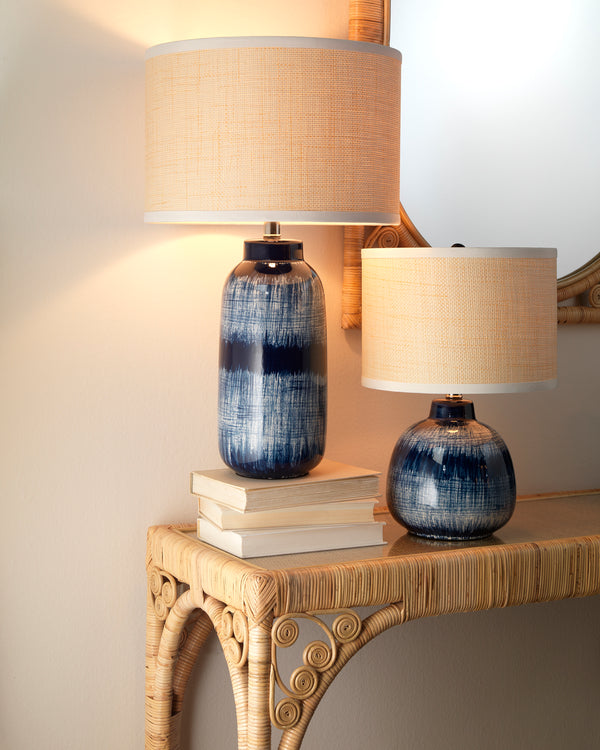 Batik Table Lamp Blue and Cream - Large-Jamie Young-JAMIEYO-9BATIKLGTLIN-Table Lamps-2-France and Son