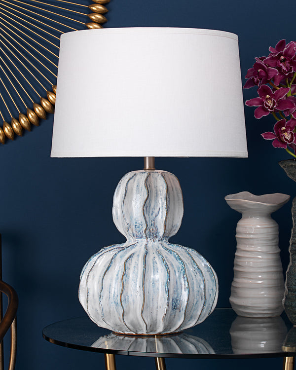 Oceane Gourd Table Lamp-Jamie Young-JAMIEYO-9OCEAWHC131G-Table Lamps-2-France and Son