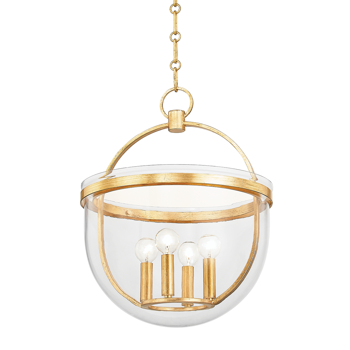 Malloy 4 Light Lantern-Hudson Valley-HVL-3321-VGL-PendantsVintage Gold Leaf-2-France and Son