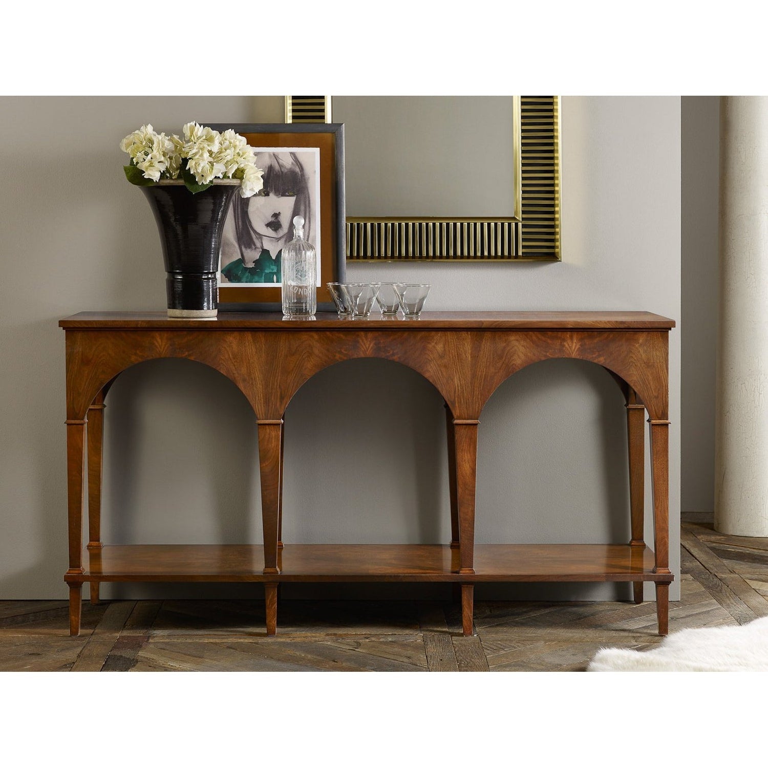 Triple Classical Console With Shelf-Modern History-MODERN-MH662F01-Console Tables-1-France and Son