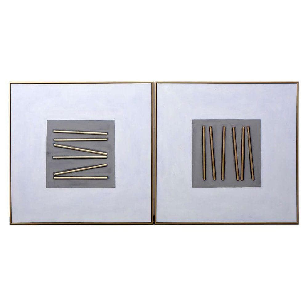 Pick Up Sticks (Set Of 2) - 48" x 48" - Gold Floater Frame-Sunpan-SUNPAN-A0192-Wall Art-1-France and Son