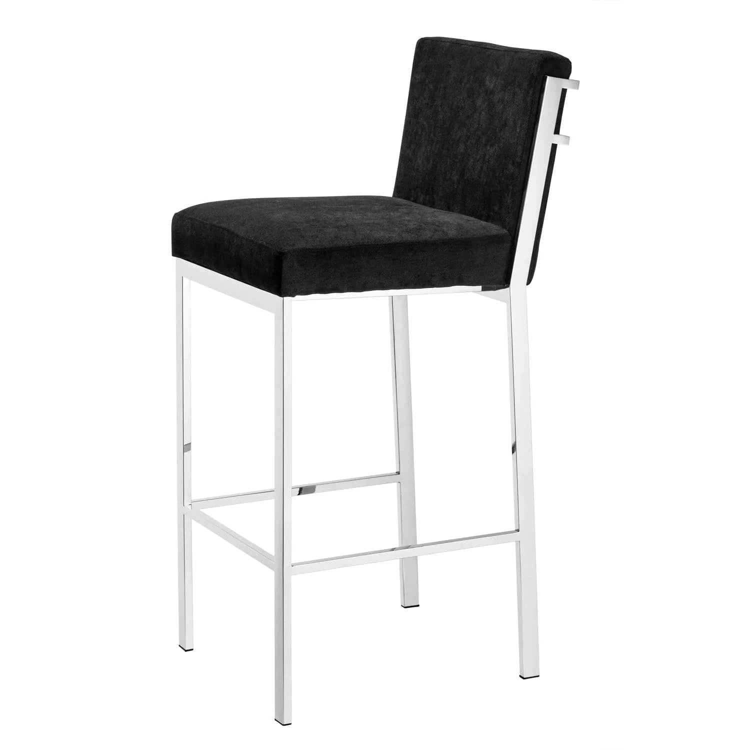 Bar Stool Scott-Eichholtz-EICHHOLTZ-A110426-Bar StoolsPolished Stainless Steel / Black Velvet-2-France and Son