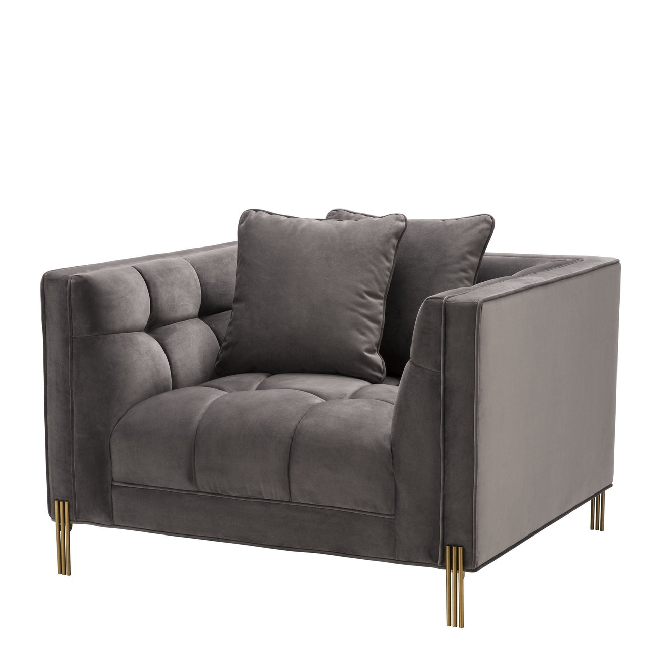 Sienna Chair-Eichholtz-EICHHOLTZ-A113196-Lounge ChairsSavona Grey Velvet-1-France and Son