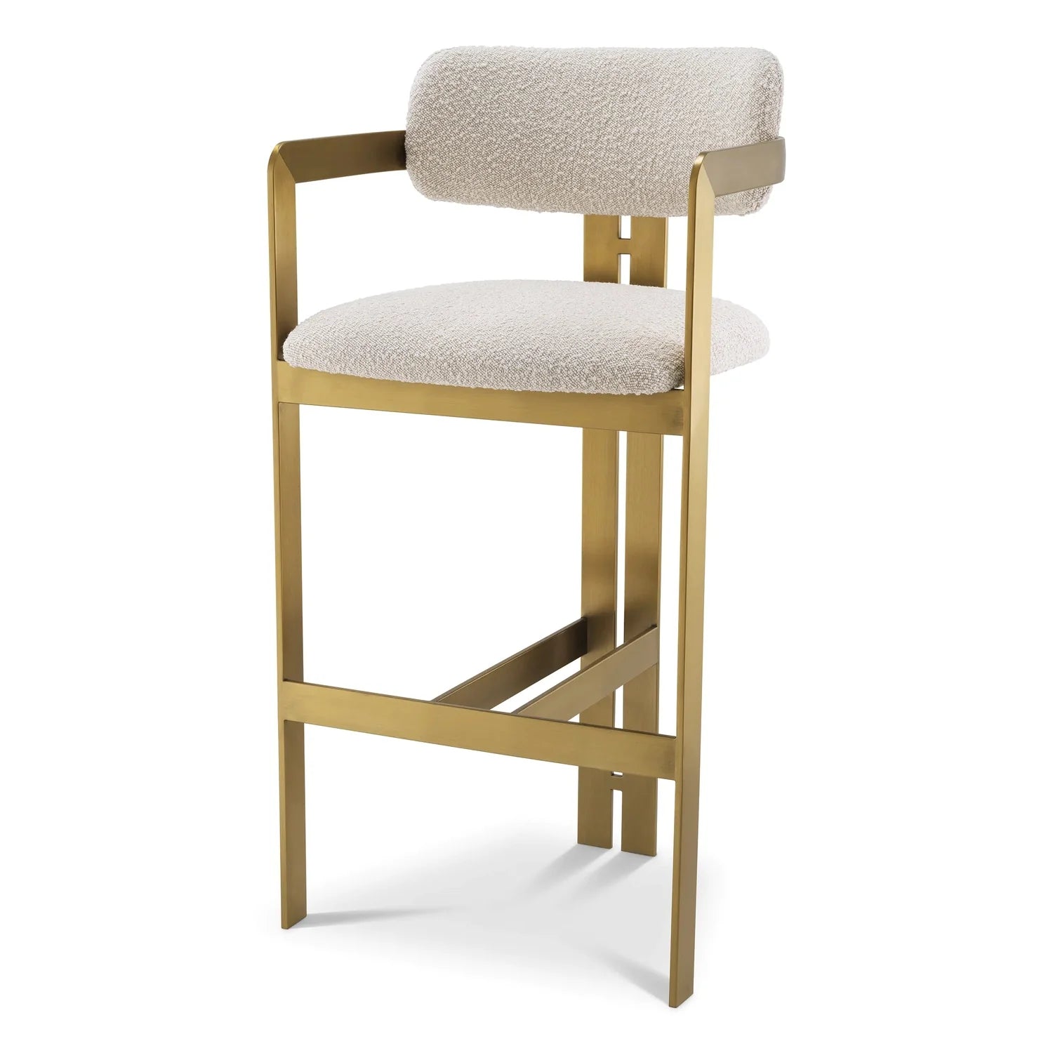 Bar Stool Donato-Eichholtz-EICHHOLTZ-A115049-Bar StoolsBrushed brass finish/bouclé cream-1-France and Son