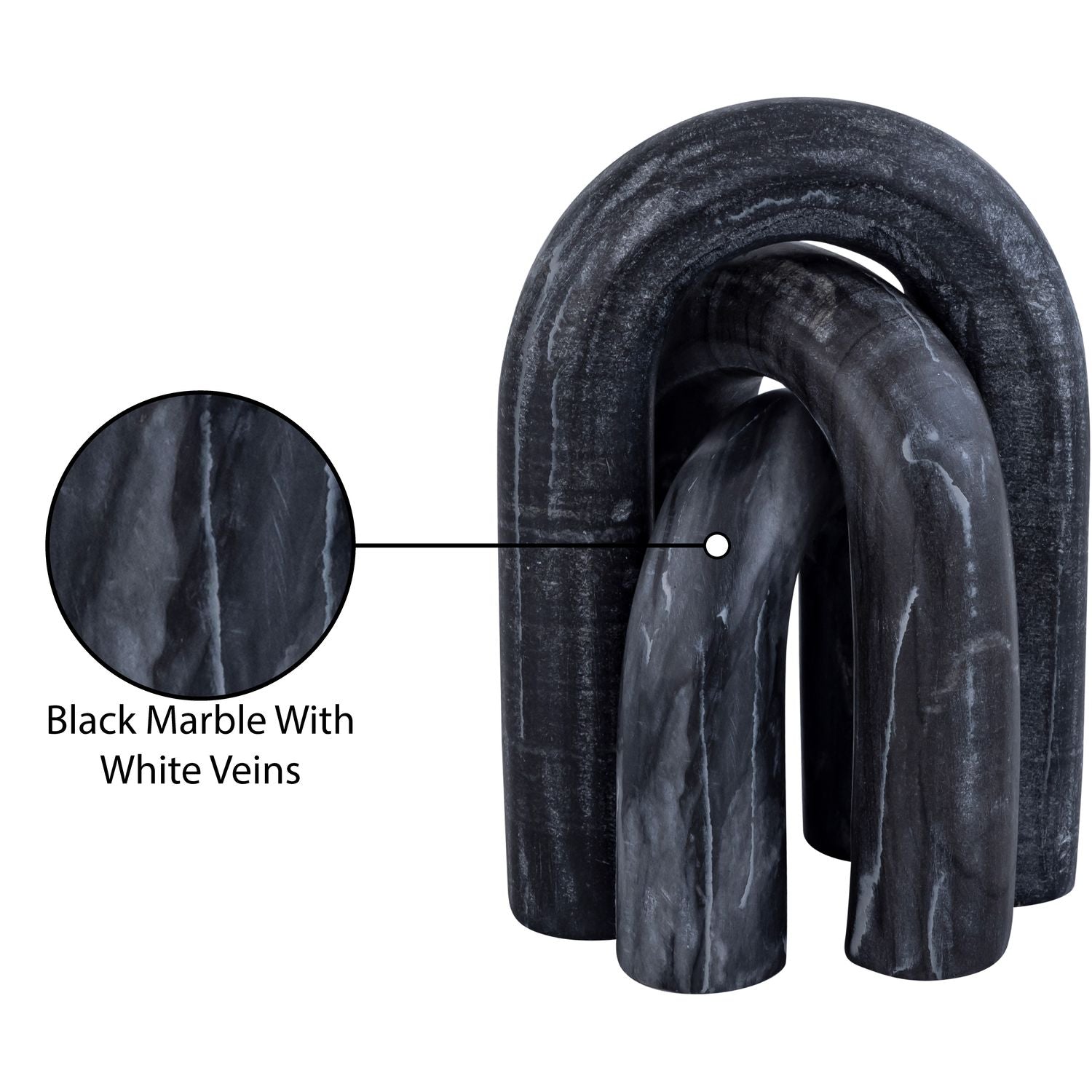 Arco Genuine Marble 3pc. Decorative Object — Black