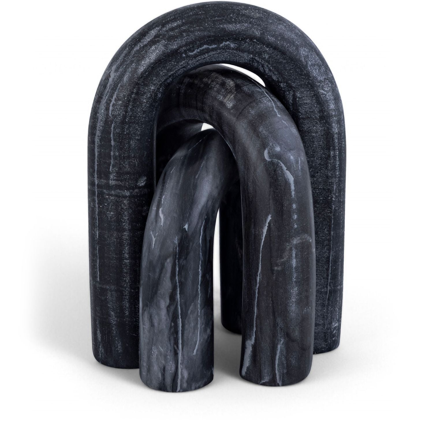 Arco Genuine Marble 3pc. Decorative Object — Black