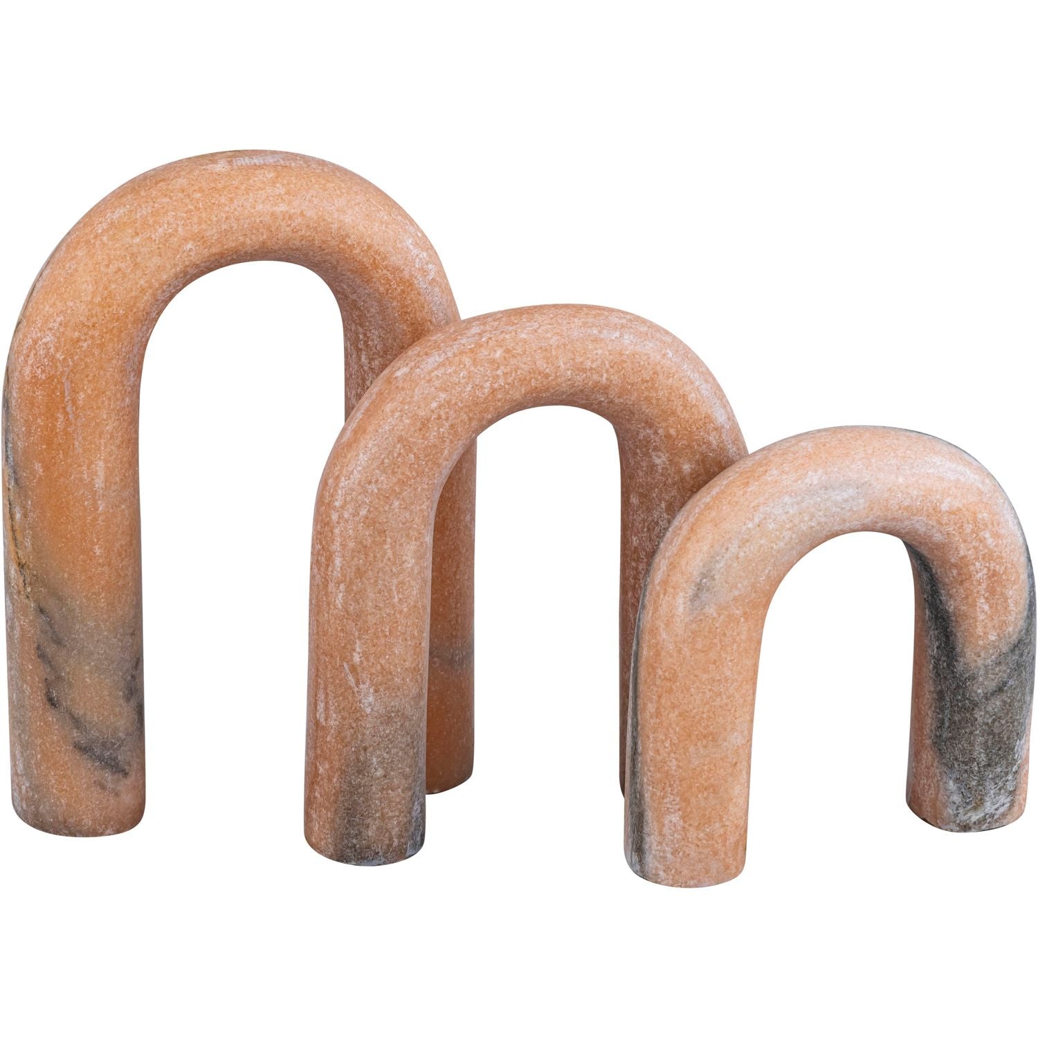 Arco Genuine Marble 3pc. Decorative Object — Pink