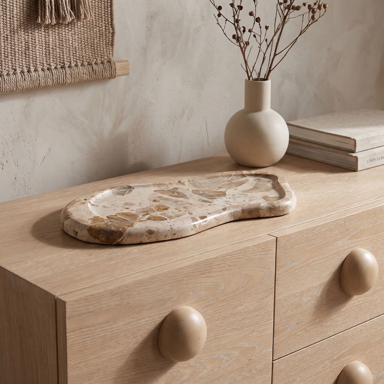 Arezzo Genuine Marble Tray — Beige