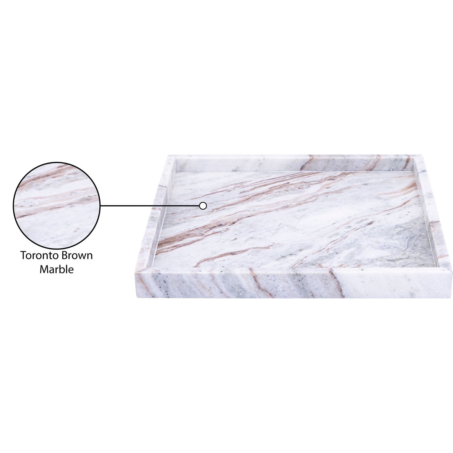 Barletta Square Genuine Marble Tray — Brown