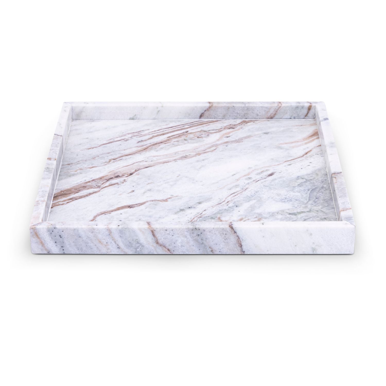Barletta Square Genuine Marble Tray — Brown