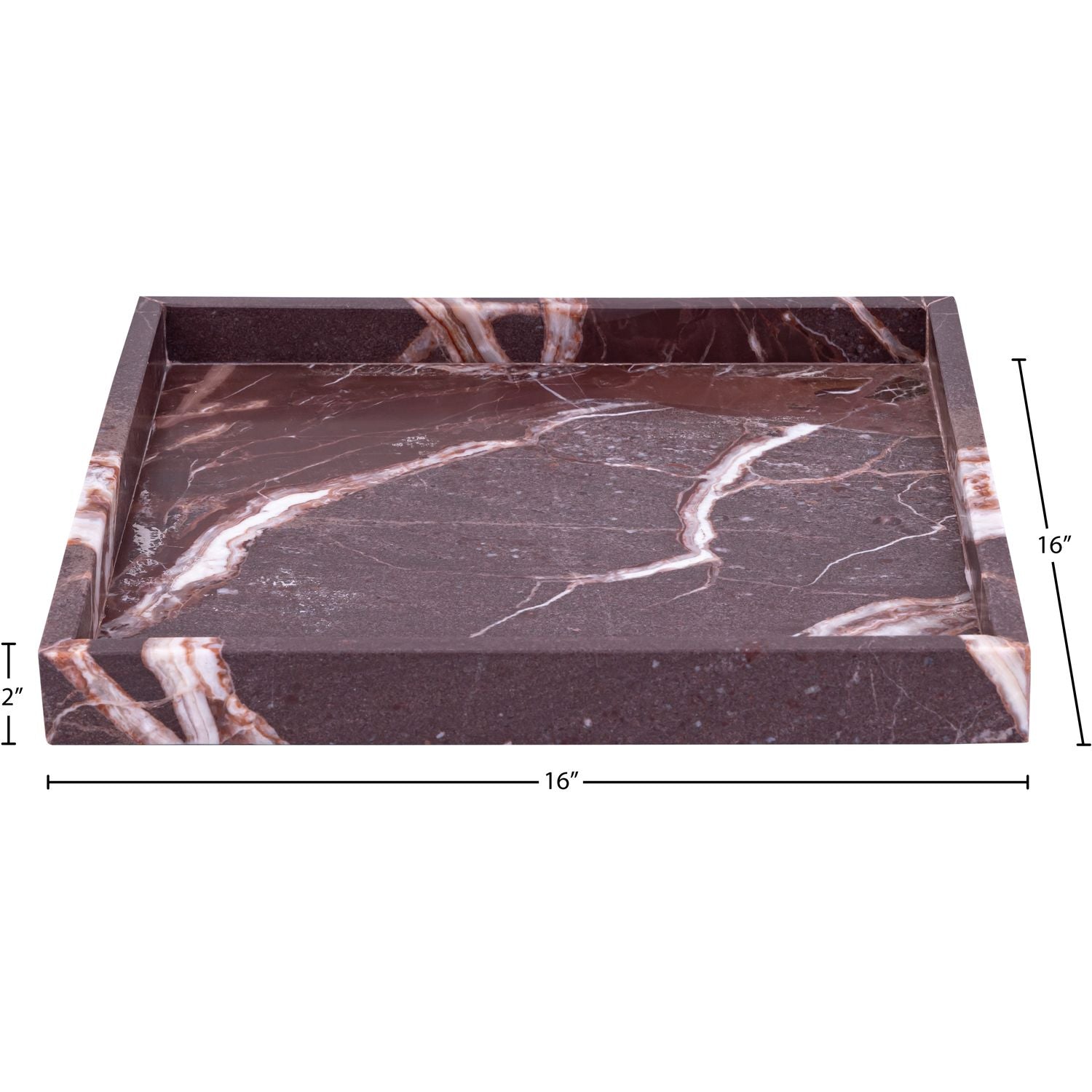 Barletta Square Genuine Marble Tray — Cherry