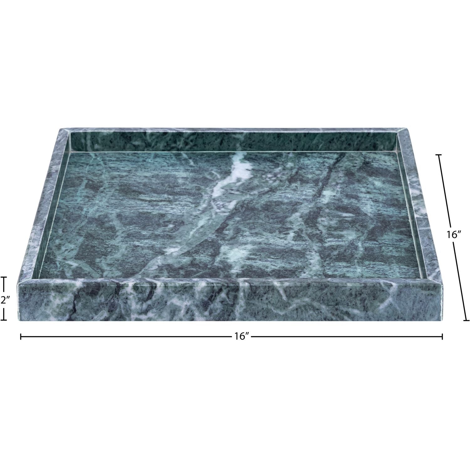Barletta Square Genuine Marble Tray — Green