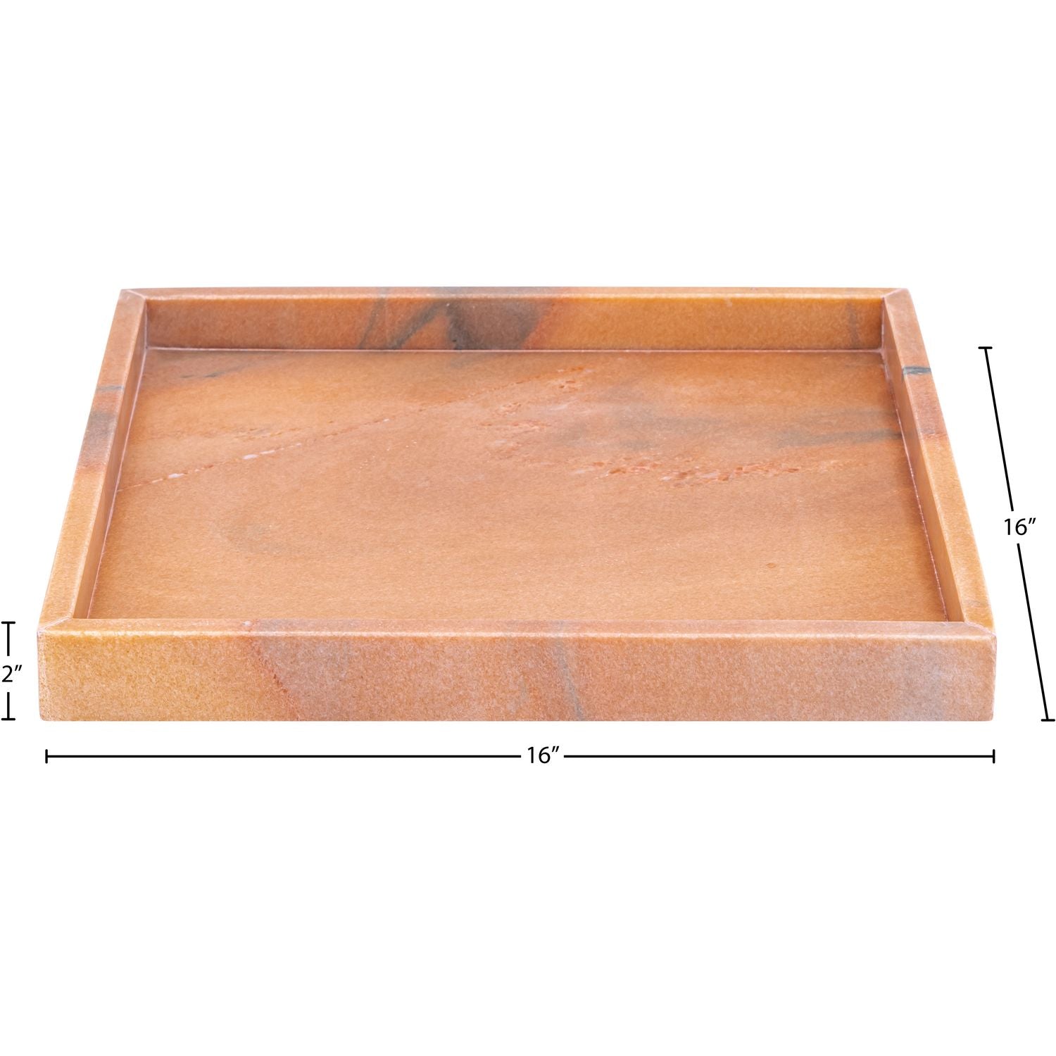 Barletta Square Genuine Marble Tray — Pink