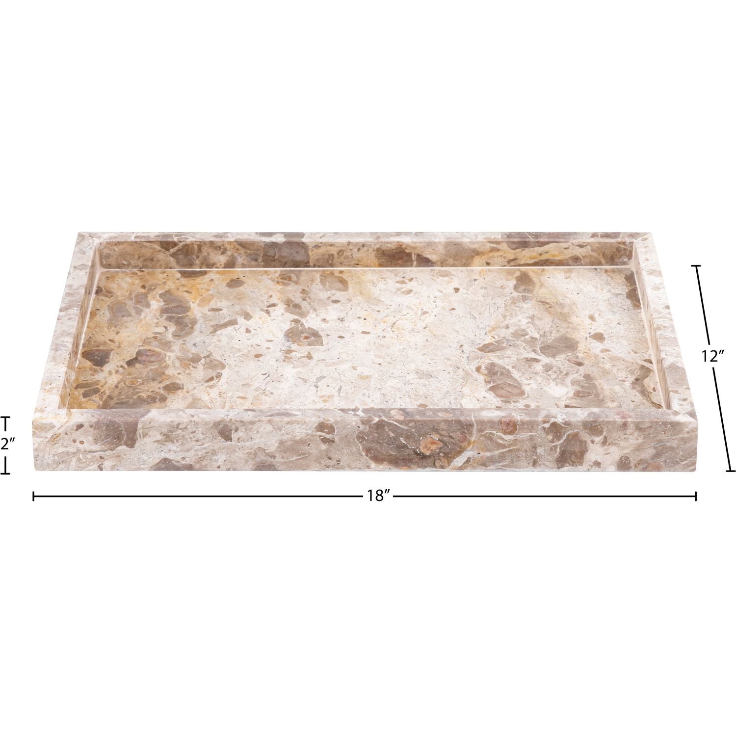 Barletta Rectangular Genuine Marble Tray — Beige