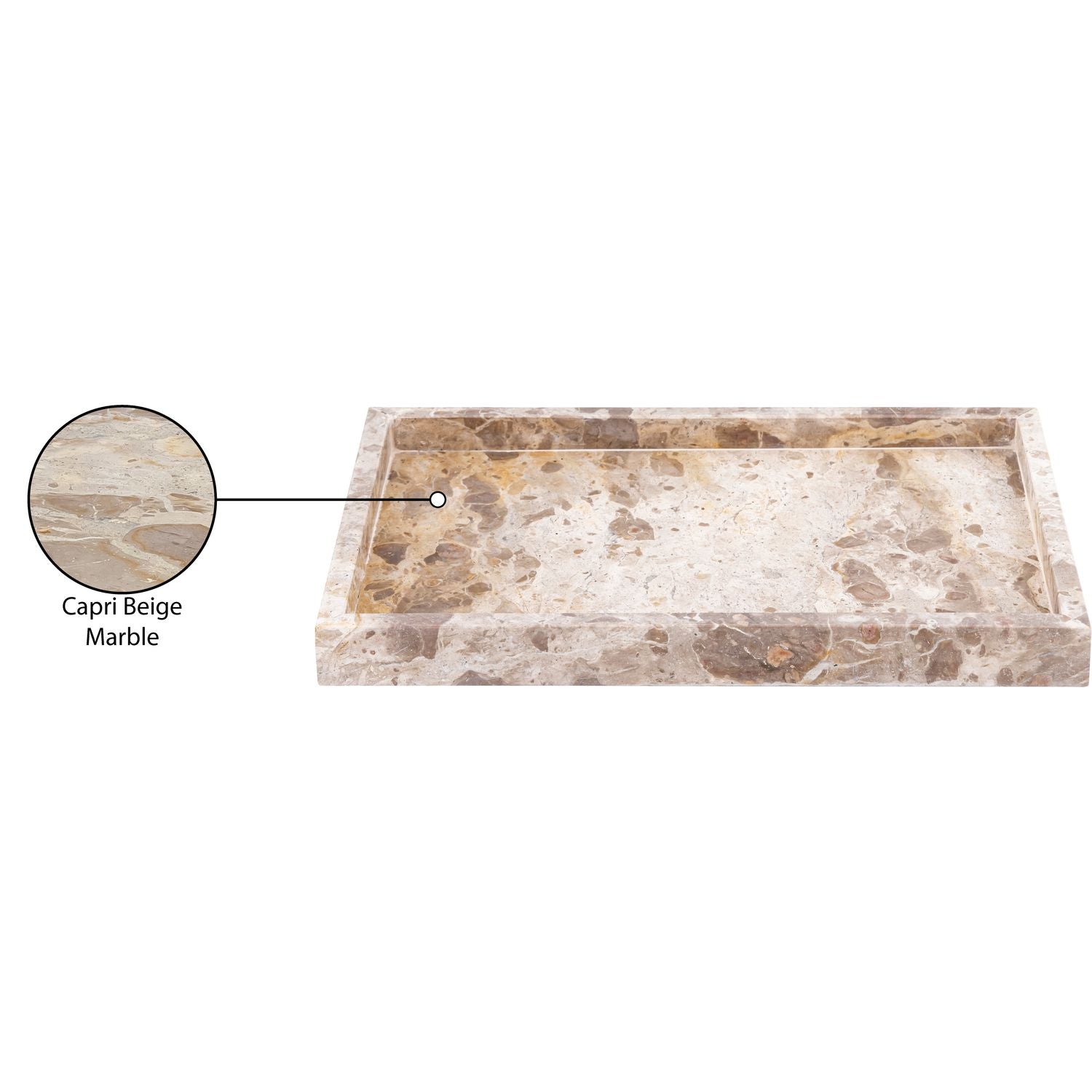 Barletta Rectangular Genuine Marble Tray — Beige