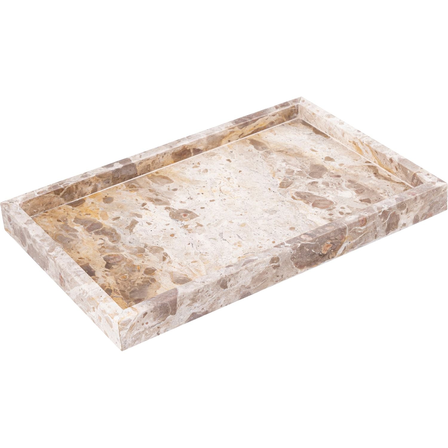 Barletta Rectangular Genuine Marble Tray — Beige