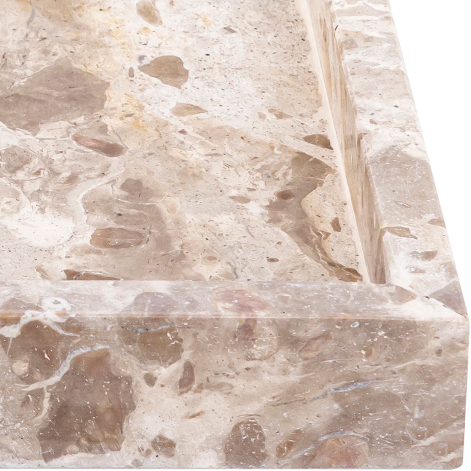 Barletta Rectangular Genuine Marble Tray — Beige
