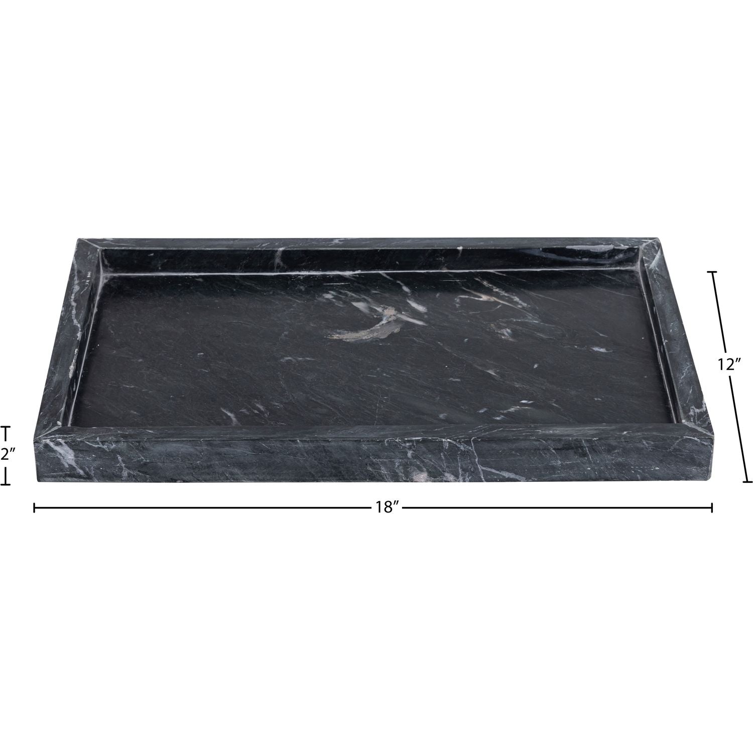 Barletta Rectangular Genuine Marble Tray — Black