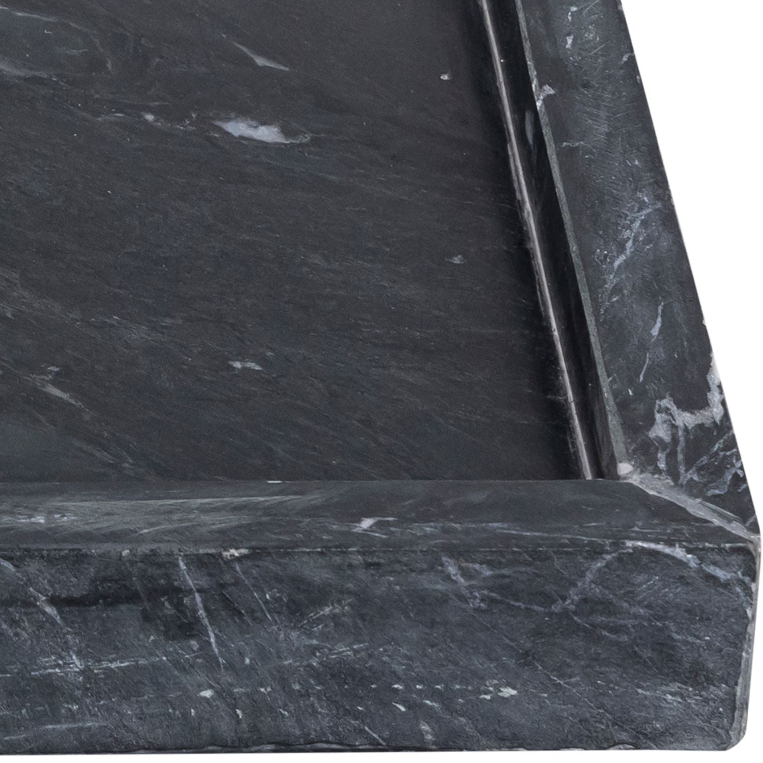 Barletta Rectangular Genuine Marble Tray — Black