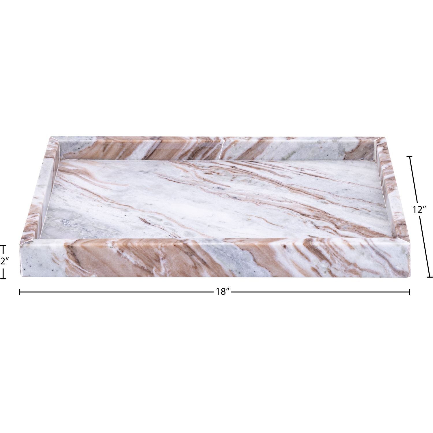 Barletta Rectangular Genuine Marble Tray — Brown