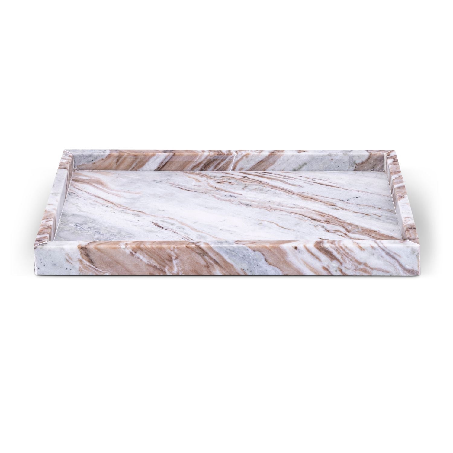 Barletta Rectangular Genuine Marble Tray — Brown