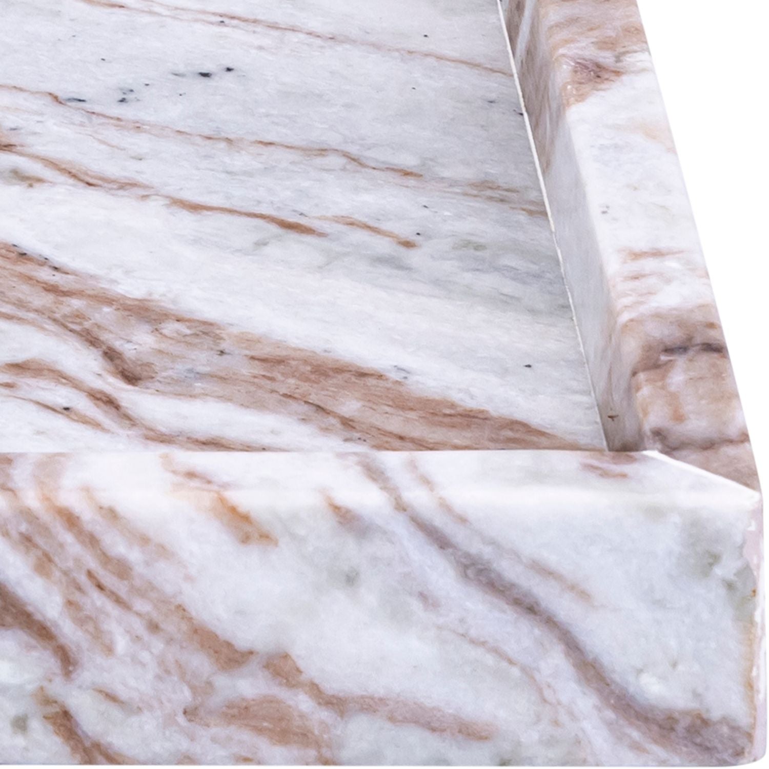 Barletta Rectangular Genuine Marble Tray — Brown