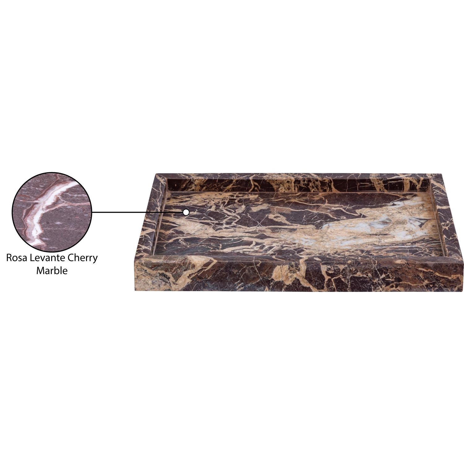 Barletta Rectangular Genuine Marble Tray — Cherry