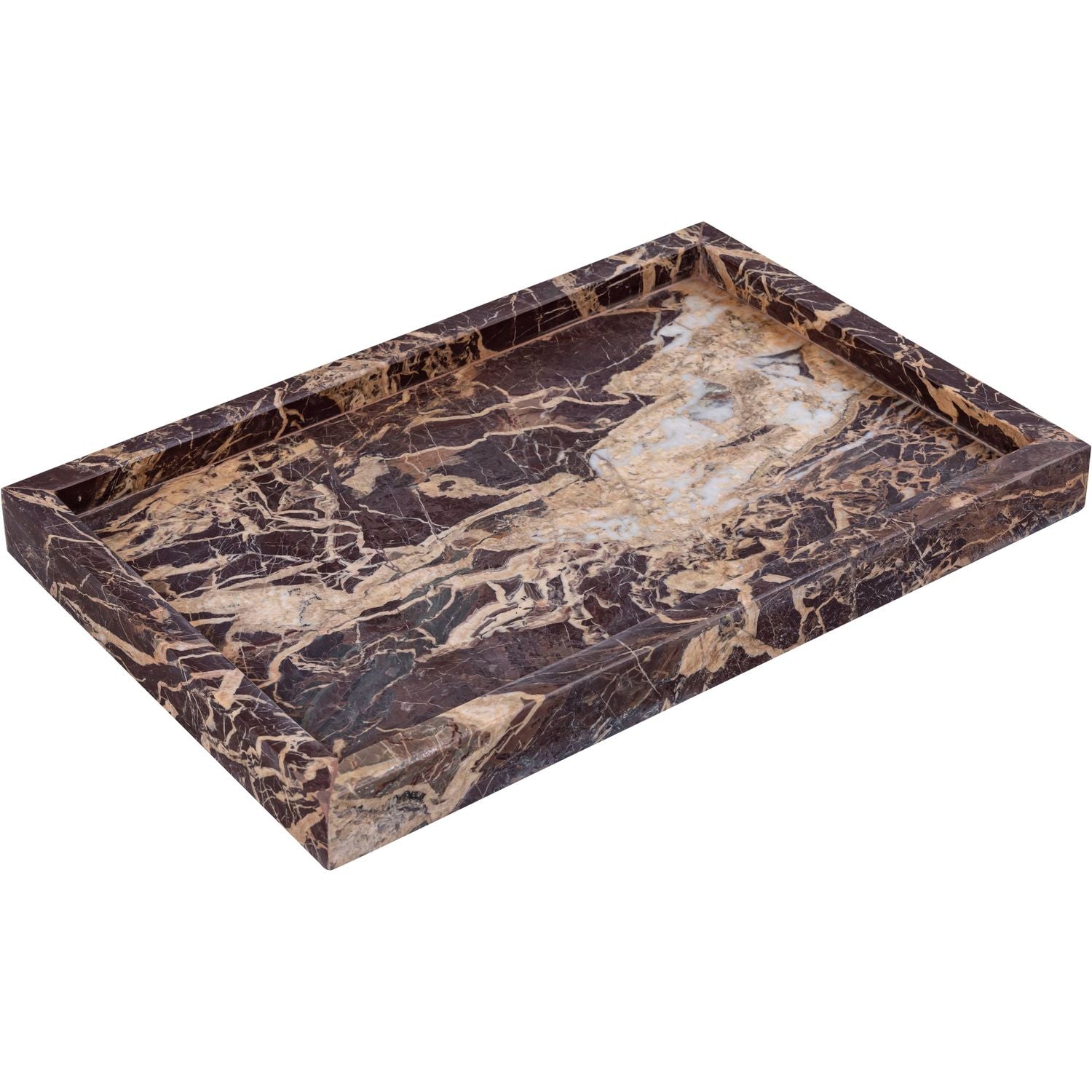Barletta Rectangular Genuine Marble Tray — Cherry