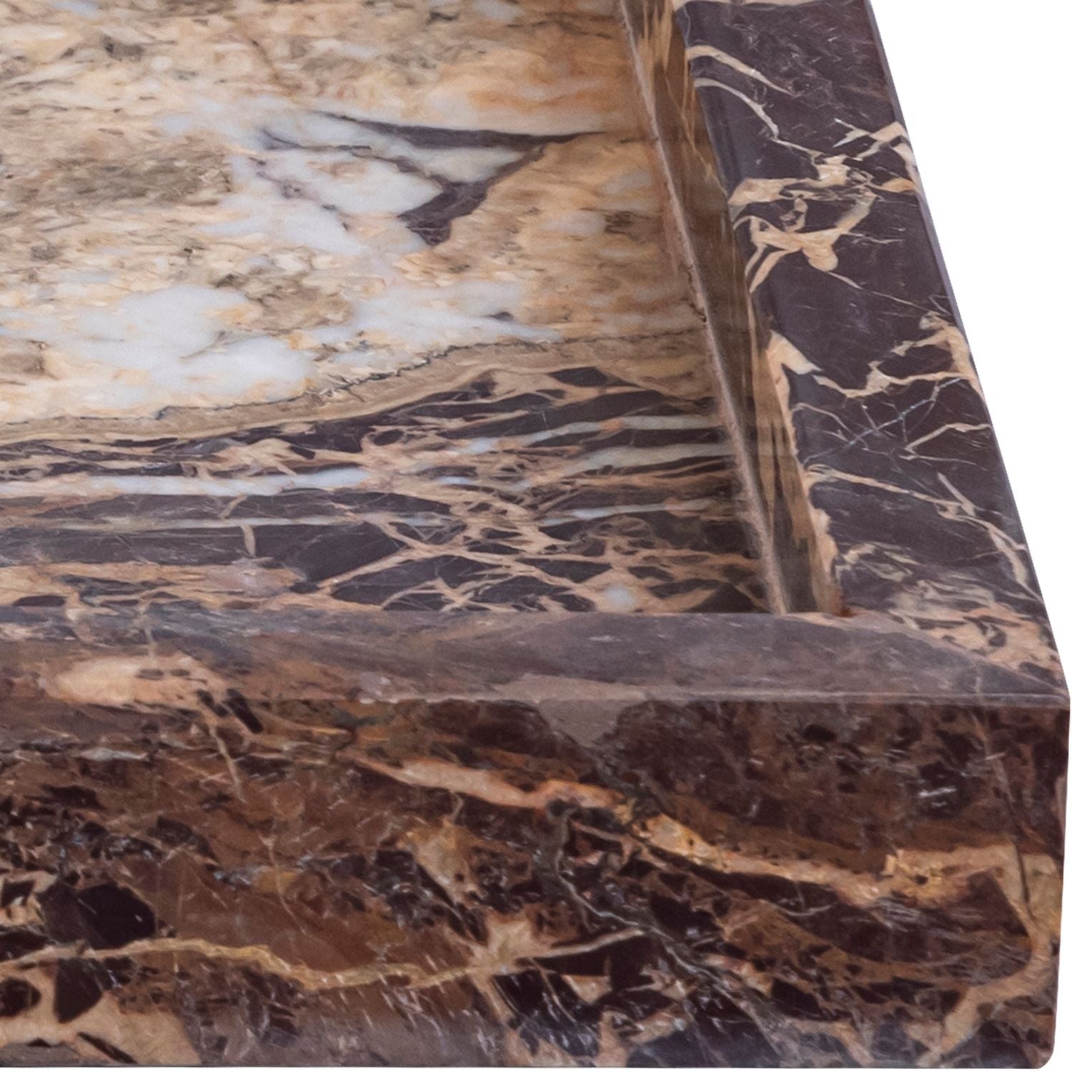 Barletta Rectangular Genuine Marble Tray — Cherry