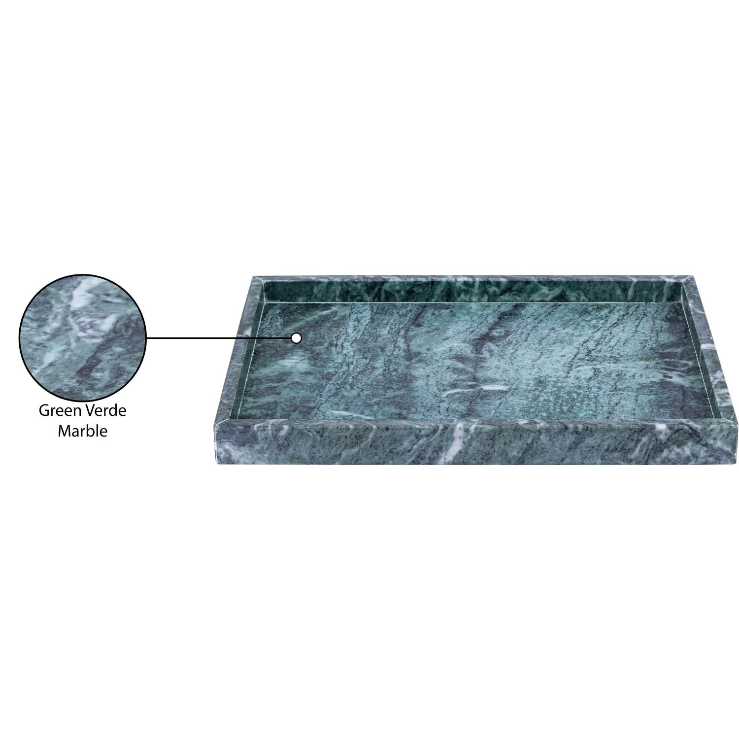 Barletta Rectangular Genuine Marble Tray — Green