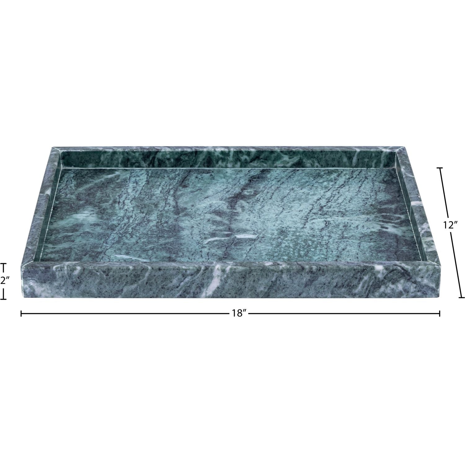 Barletta Rectangular Genuine Marble Tray — Green