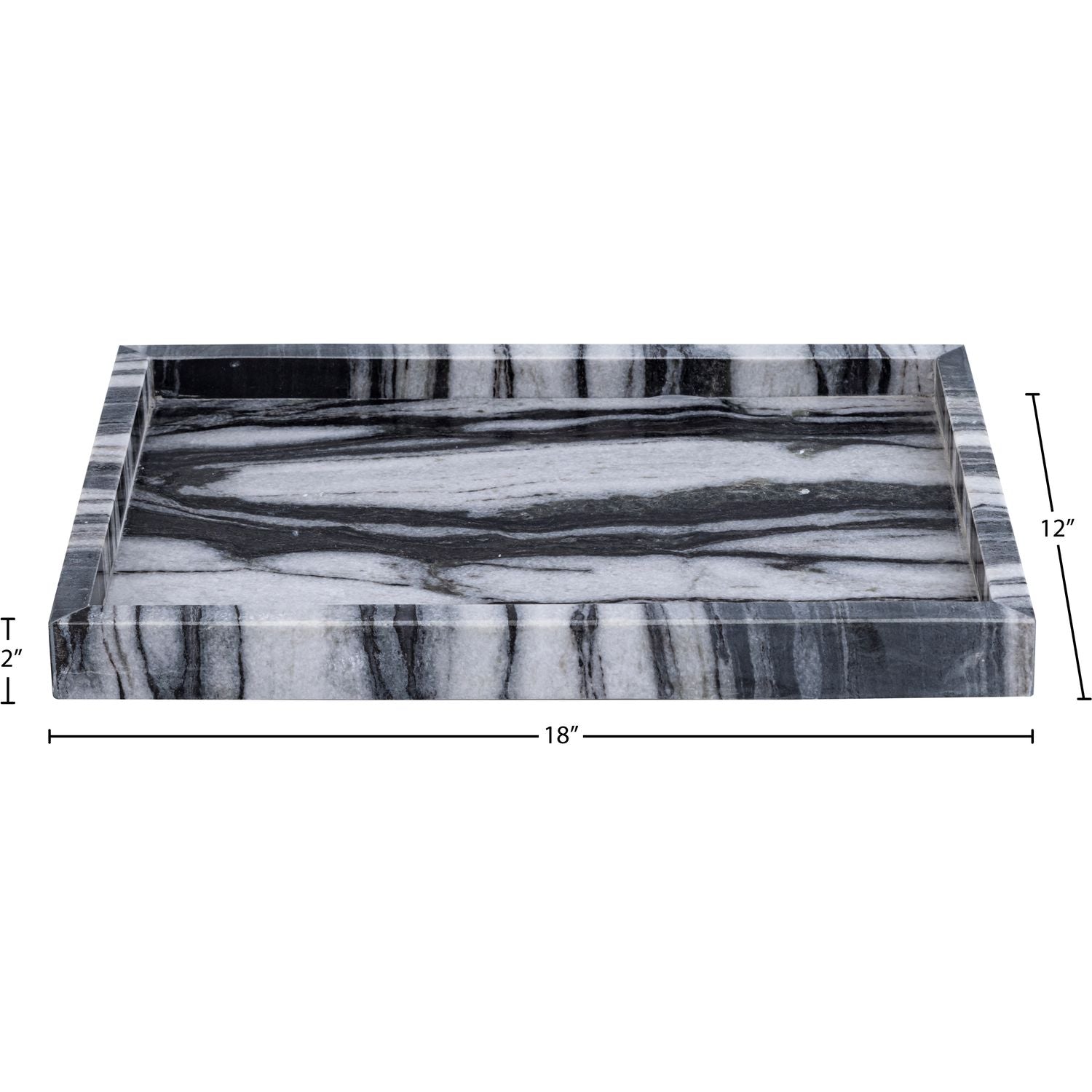 Barletta Rectangular Genuine Marble Tray — Panda